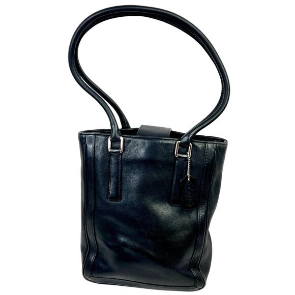 Vintage Coach Black Leather Bonnie Cashin Legacy Slim Tote Bag 9422 Old Money - Picture 1 of 12